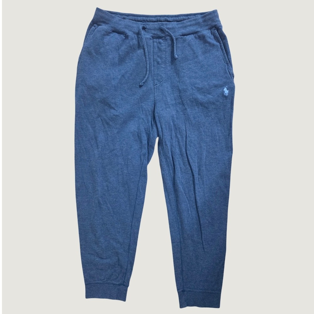 Polo Ralph Lauren Joggers Sweatpants Blue Heathered Preppy Athleisure Men's